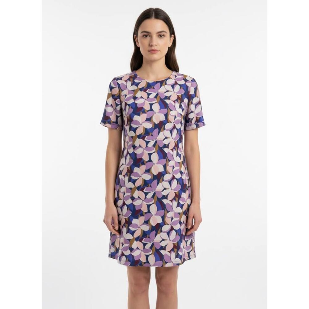 Molly Bracken Women’s Medium Purple Floral T-shirt Shift Dress